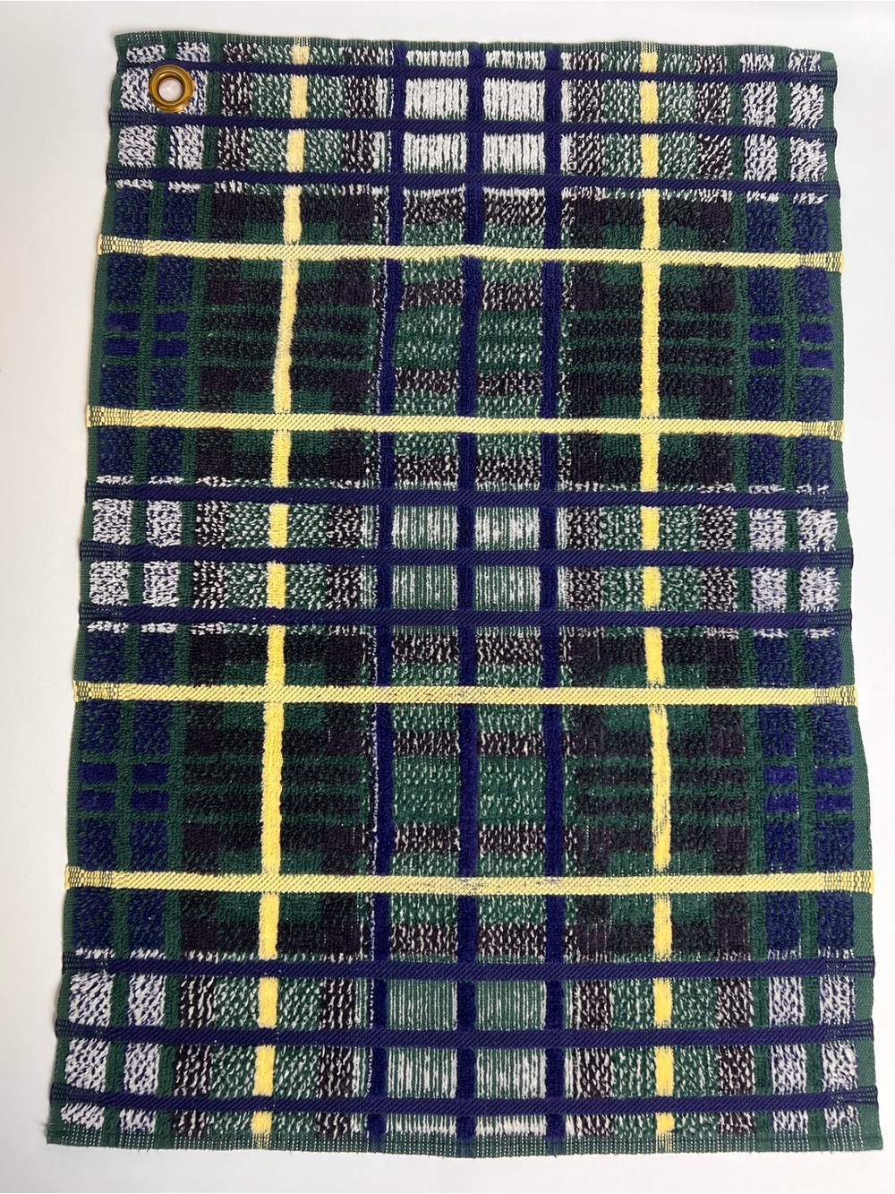 VTG Ralph Lauren Golf Bag Towel Navy Green Yellow Plaid Checkered 100% Cotton